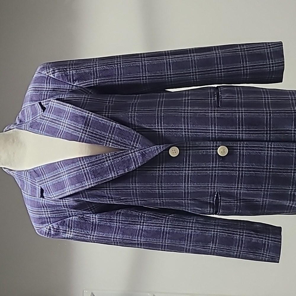JH Collectibles vintage 90s Plaid Unisex blue Jacket Blazer preppy size 8 - Picture 4 of 9